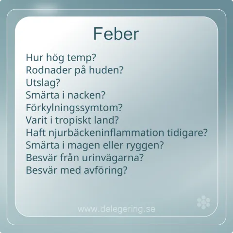 Checklista att tänka på vid feber. 