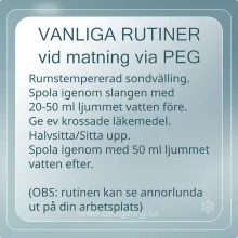 Vanliga rutiner vid matning via PEG